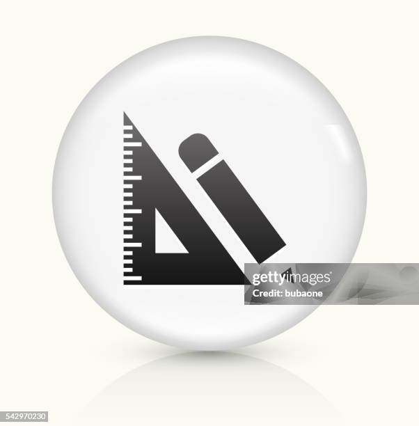 ruler and pencil icon on white round vector button - triangle ruler stock illustrations