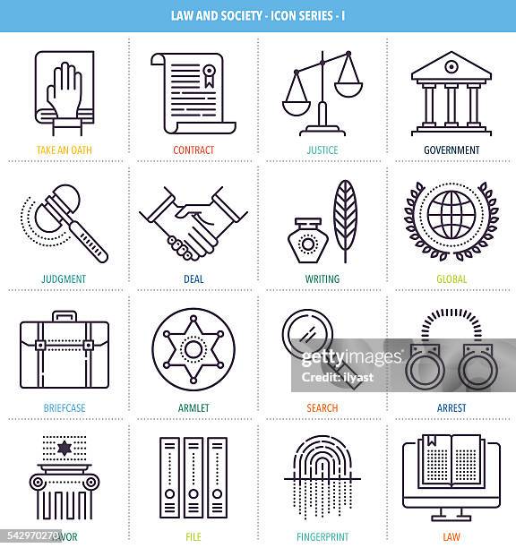 justice and equality icon set - pledge stock illustrations
