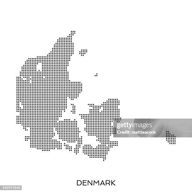 dänemark halbtonmuster karte pünktchenmuster - denmark stock-grafiken, -clipart, -cartoons und -symbole