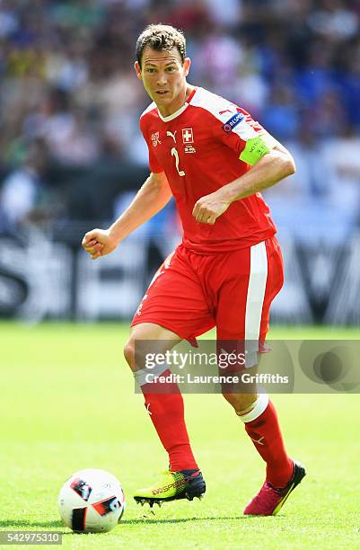 Stephan Lichtsteiner of Switzerland in action during the UEFA EURO 2016 round of 16 match between Switzerland and Poland at Stade Geoffroy-Guichard...