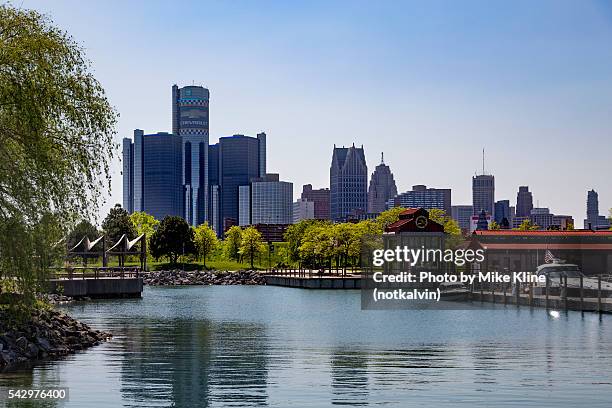 detroit across the marina - detroit stock pictures, royalty-free photos & images