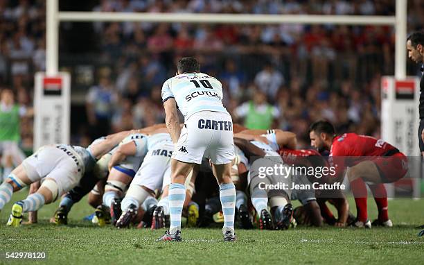 Dan Carter of Racing 92 looks on during the Final Top 14 between Toulon and Racing 92 at Camp Nou on June 24, 2016 in Barcelona, Spain.