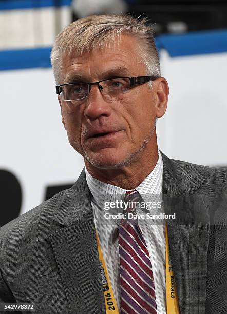 President Paul Holmgren of the Philadelphia Flyers looks on during the 2016 NHL Draft at First Niagara Center on June 25, 2016 in Buffalo, New York.