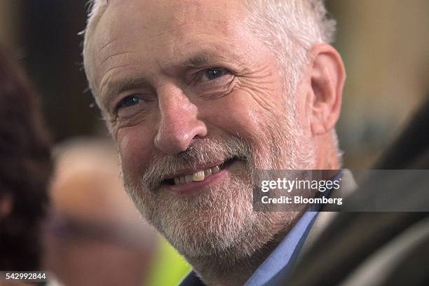 Jeremy Corbyn, leader of the U.K. Opposition Labour Party, reacts before speaking at a news conference following the U.K. European Union referendum...