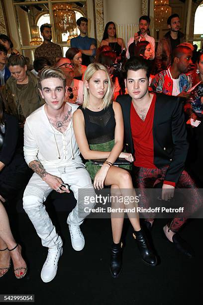 Model Gabriel-Kane Day-Lewis, Socialite and model Peter Brant Jr. And Princess Maria Olympia de Grece attend the Balmain Menswear Spring/Summer 2017...