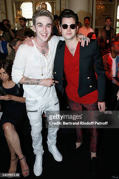 Model Gabriel-Kane Day-Lewis, and Socialite and model Peter Brant Jr. Attend the Balmain Menswear Spring/Summer 2017 show as part of Paris Fashion...