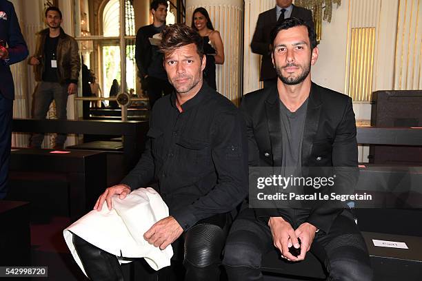 Ricky Martin and Jwan Yosef attend the Balmain Menswear Spring/Summer 2017 show as part of Paris Fashion Week on June 25, 2016 in Paris, France.