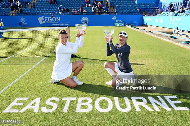 Daria Jurak of Croatia and Anastasia Rodionova of Australia after winning the doubles final against Hao-Ching Chan of Chinese Taipei and Young-Jan...