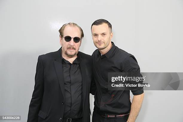 Larry Clark and Kris Van Assche pose in the backstage before the Dior Homme Menswear Spring/Summer 2017 show as part of Paris Fashion Week on June...