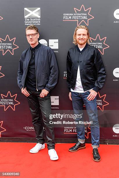 Director Simon Dixon and producer Gareth Coulam Evans attend a photocall for 'Tiger Raid' during the 70th Edinburgh International Film Festival at...