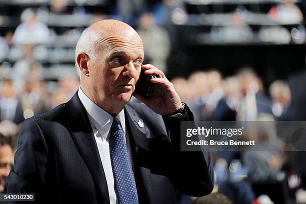 Toronto Maple Leafs GM Lou Lamoriello attends the 2016 NHL Draft on June 25, 2016 in Buffalo, New York.