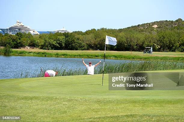 Dom Joly and Jamie Cunningham attend The Costa Smeralda Invitational golf tournament at Pevero Golf Club - Costa Smeralda on June 25, 2016 in Olbia,...