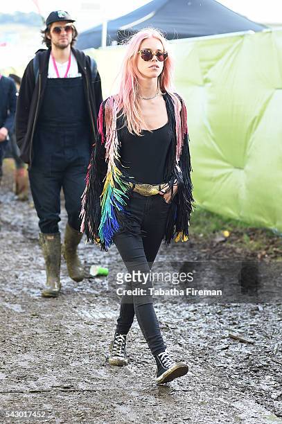 Mary Charteris at Glastonbury Festival 2016 at Glastonbury Festival Site on June 25, 2016 in Glastonbury, England.