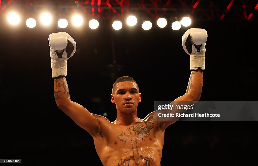O2 Boxing 403 Stand Conor Benn of Great Britain celebrates afer defeating Lukas Radic of ...