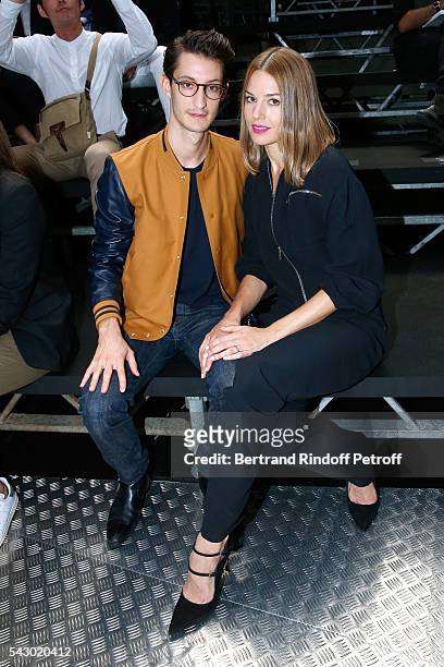 Actors Pierre Niney and Natasha Andrews attend the Dior Homme Menswear Spring/Summer 2017 show as part of Paris Fashion Week on June 25, 2016 in...