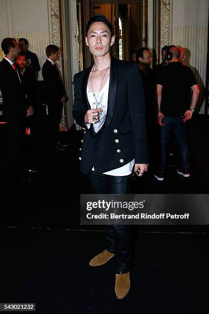 Actor Vanness Wu attends the Balmain Menswear Spring/Summer 2017 show as part of Paris Fashion Week on June 25, 2016 in Paris, France.