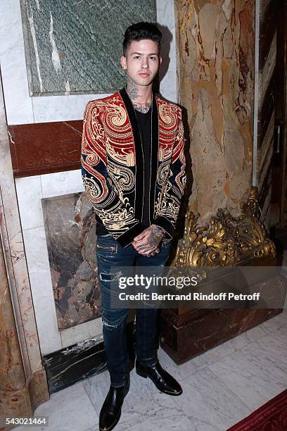 Rapper Travis Mills attends the Balmain Menswear Spring/Summer 2017 show as part of Paris Fashion Week on June 25, 2016 in Paris, France.