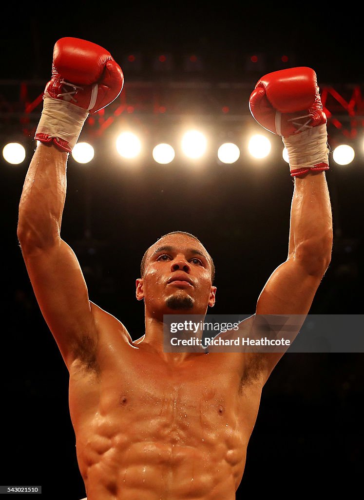 London O2 Boxing Chris Eubank Jnr of Great Britain celebrates defeating Tom Doran of ...