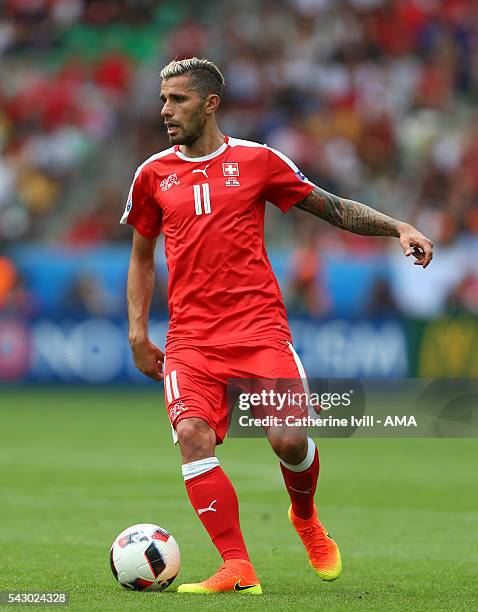 Valon Behrami of Switzerland during the UEFA EURO 2016 Round of 16 match between Switzerland v Poland at Stade Geoffroy-Guichard on June 25, 2016 in...