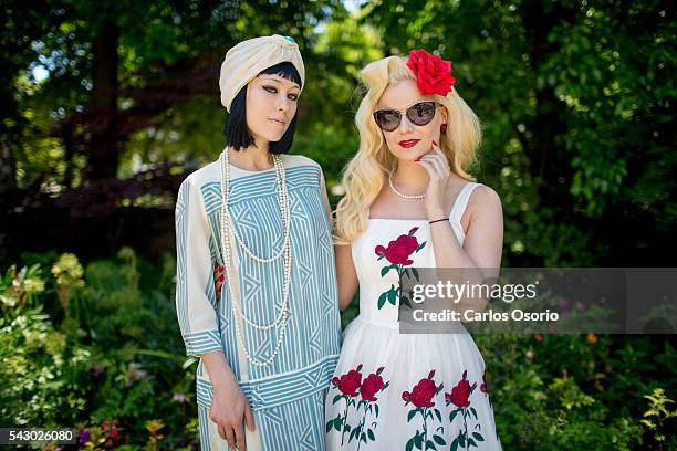 Nora Sweet and Kassandra Love posing for a photo. Gatsby Garden Party is a revival event at the Spadina Museum based on Scott Fitzgeralds novel The...