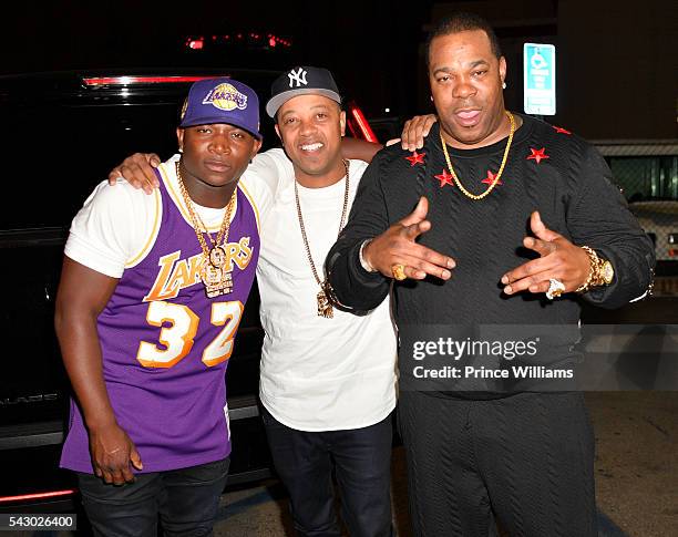 Genasis, Special and Busta Rhymes seen on Hollywood Blvd on June 24, 2016 in Los Angeles, California.