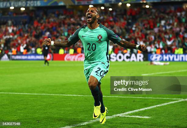 Ricardo Quaresma of Portugal celebrates scoring the opening goal during the UEFA EURO 2016 round of 16 match between Croatia and Portugal at Stade...