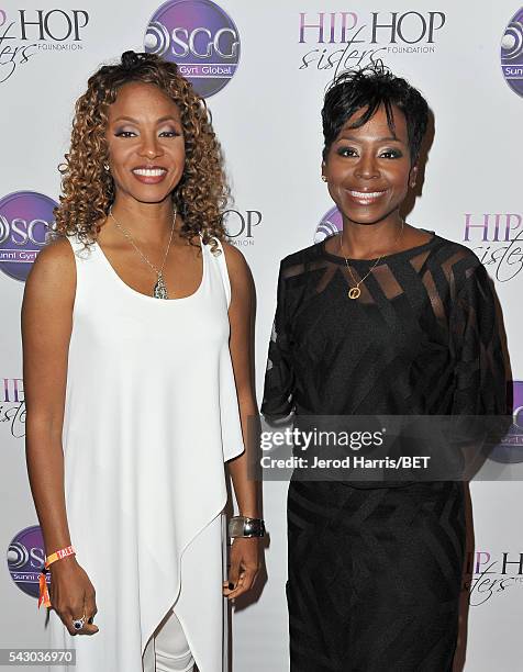 Founder of Hip Hop Sisters Foundation MC Lyte and CEO of Hip Hop Sisters Foundation Lynn Richardson attend Women, Wealth, and Relationships presented...