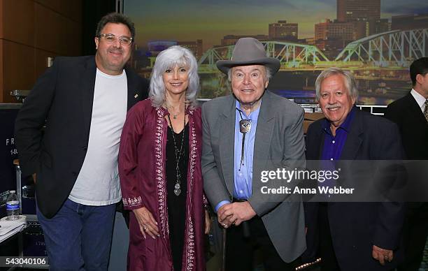 Honorees Vince Gill, EmmyLou Harris, Roy Clark and John Conlee as seen backstage during the 33rd Annual American Eagle Awards at Music City Center on...