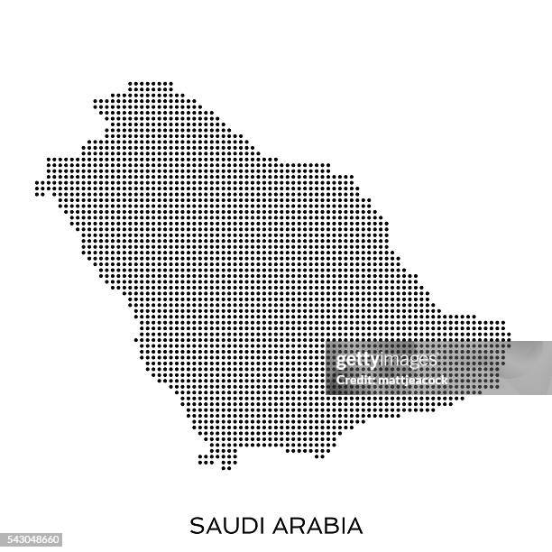 saudi arabia dot halftone pattern map - saudi arabia stock illustrations