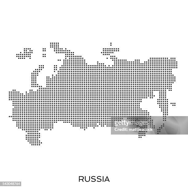 gepunktete halbtonmuster karte russland - russia map stock-grafiken, -clipart, -cartoons und -symbole