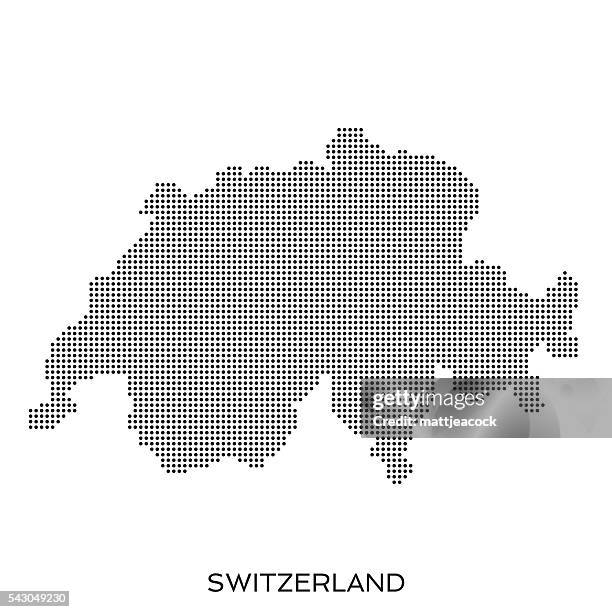 stockillustraties, clipart, cartoons en iconen met switzerland dot halftone pattern map - zwitserland kaart