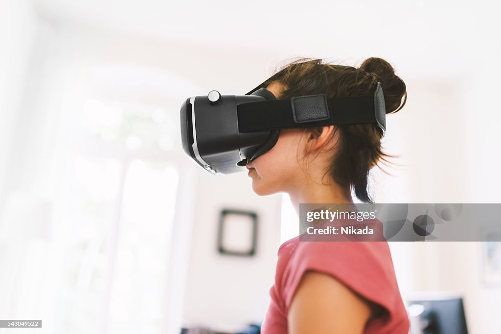 Girl Using Virtual Reality Glasses