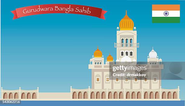 gurudwara bangla sahib - sikh stock illustrations