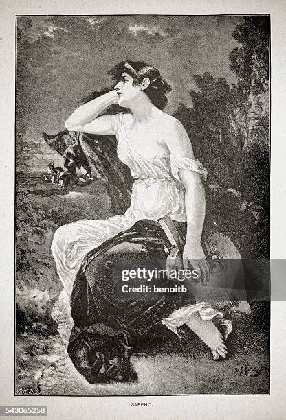 sappho - sappho paintings stock illustrations