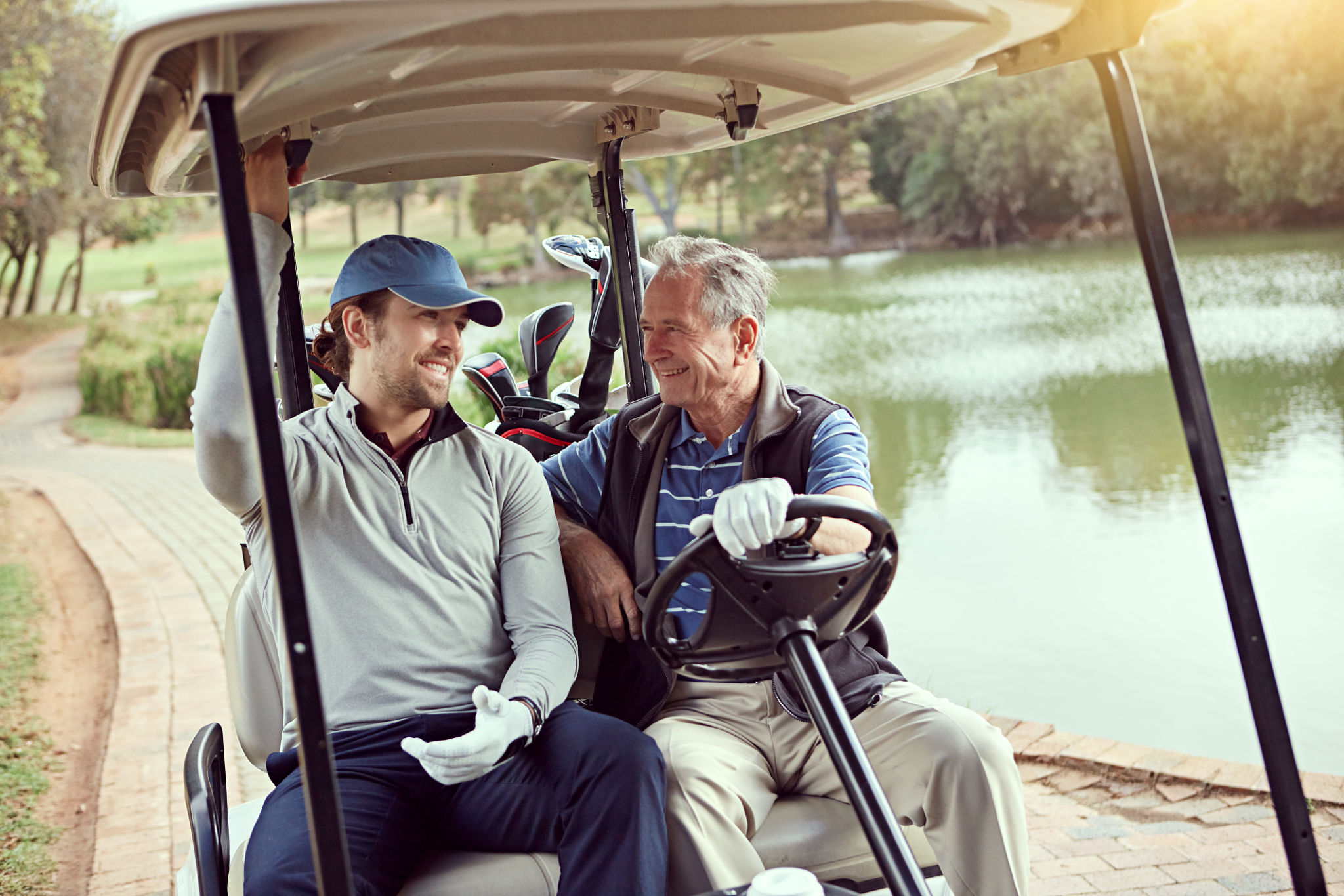 family golfing