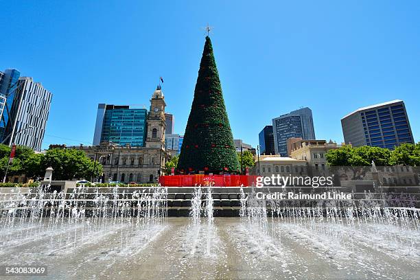victoria square water game and christmas tree - 21st century stock pictures, royalty-free photos & images