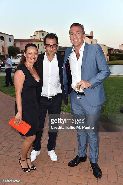 Hasan Salihamidzic, Esther Copado and Jamie Cunningham attend the Gala Dinner during The Costa Smeralda Invitational golf tournament at Pevero Golf...