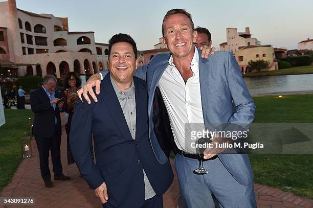Dom Joly and Jamie Cunningham attend the Gala Dinner during The Costa Smeralda Invitational golf tournament at Pevero Golf Club - Costa Smeralda on...
