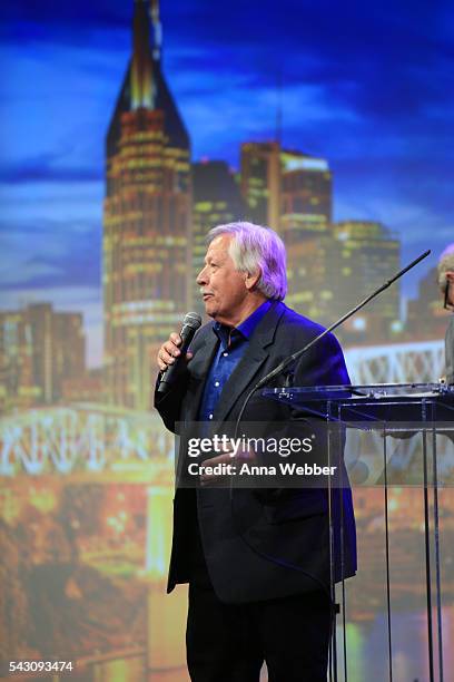 American country music singer John Conlee performs during the 33rd Annual American Eagle Awards at Music City Center on June 25, 2016 in Nashville,...