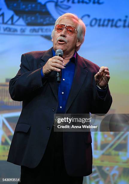 American country music singer John Conlee performs during the 33rd Annual American Eagle Awards at Music City Center on June 25, 2016 in Nashville,...