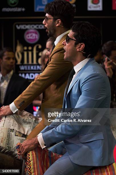 Shahid Kapoor and Farhan Akhtar attend the 17th IIFA Awards at Ifema on June 25, 2016 in Madrid, Spain.