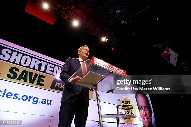 Leader of the Opposition, Australian Labor Party Bill Shorten addresses the audience during the Queensland Labor Campaign Launch at the Brisbane...