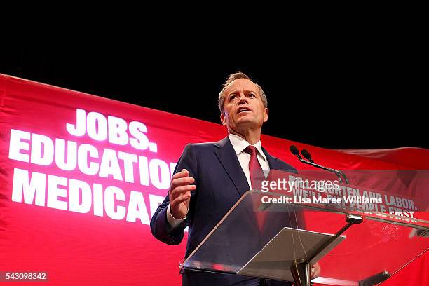 Leader of the Opposition, Australian Labor Party Bill Shorten addresses the audience during the Queensland Labor Campaign Launch at the Brisbane...