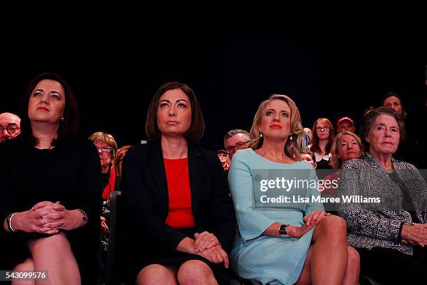 Premier of Queensland Annastacia Palaszczuk, MP Terri Butler, Chloe Shorten and Dallas Hayden look on as Leader of the Opposition, Australian Labor...