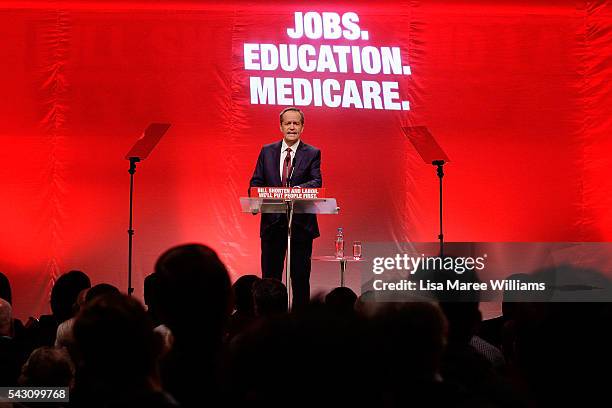 Leader of the Opposition, Australian Labor Party Bill Shorten addresses the audience during the Queensland Labor Campaign Launch at the Brisbane...