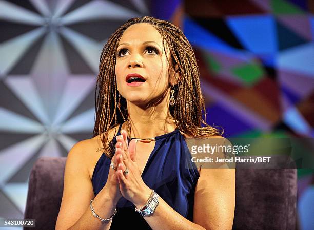 Writer/professor Melissa Harris-Perry speaks onstage during the Genius Talks sponsored by AT&T during the 2016 BET Experience on June 25, 2016 in Los...