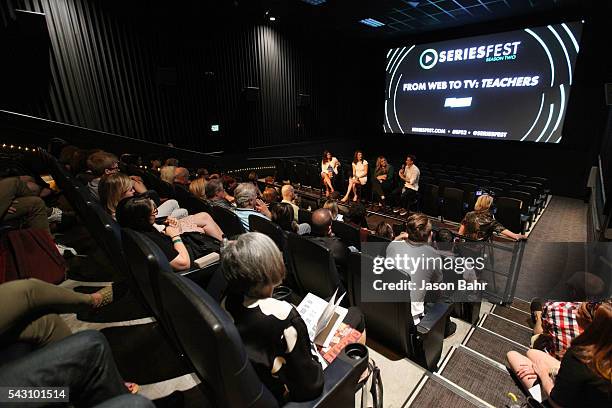 General atmosphere as moderator Kaily Smith Westbrook, Katy Colloton, Kate Lambert, and Brad Gardner speak during the SeriesFest: Season Two 'From...