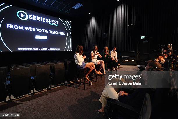 General atmosphere as moderator Kaily Smith Westbrook, Katy Colloton, Kate Lambert, and Brad Gardner speak during the SeriesFest: Season Two 'From...