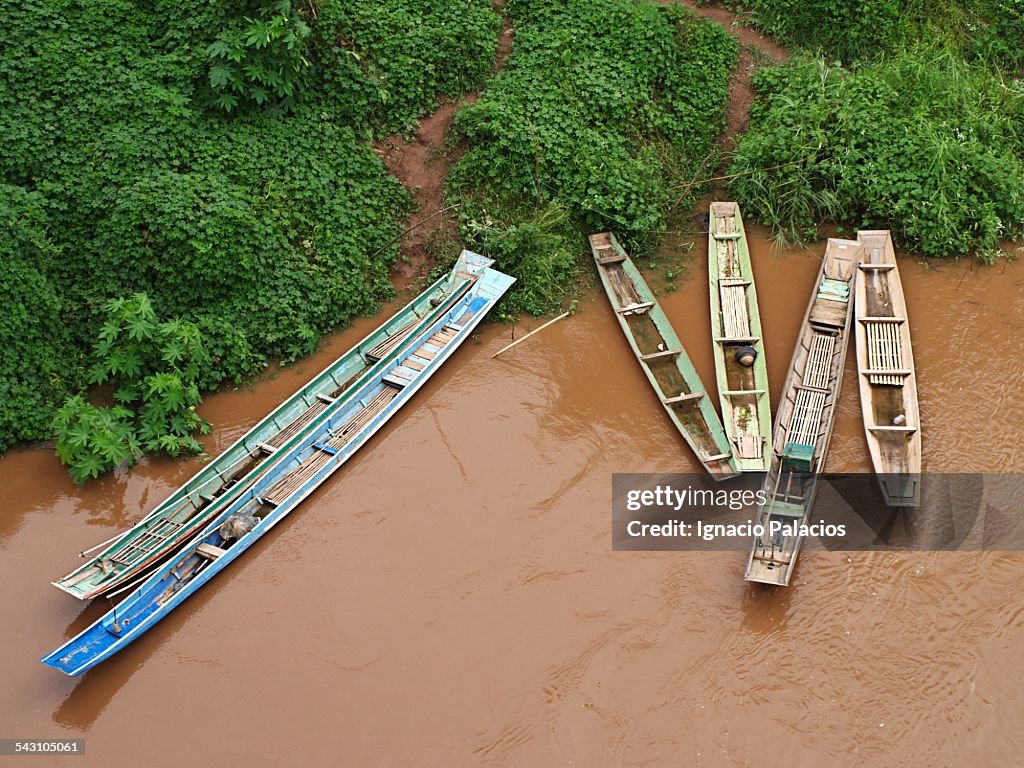 Boats in Mekong River near Muang Sing