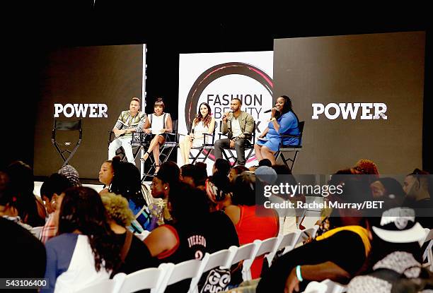 Actors Rotimi Akinosho, Naturi Naughton, Lela Loren, Omari Hardwick and Kelley L. Carter attend Fashion And Beauty @BETX presented by Progressive,...